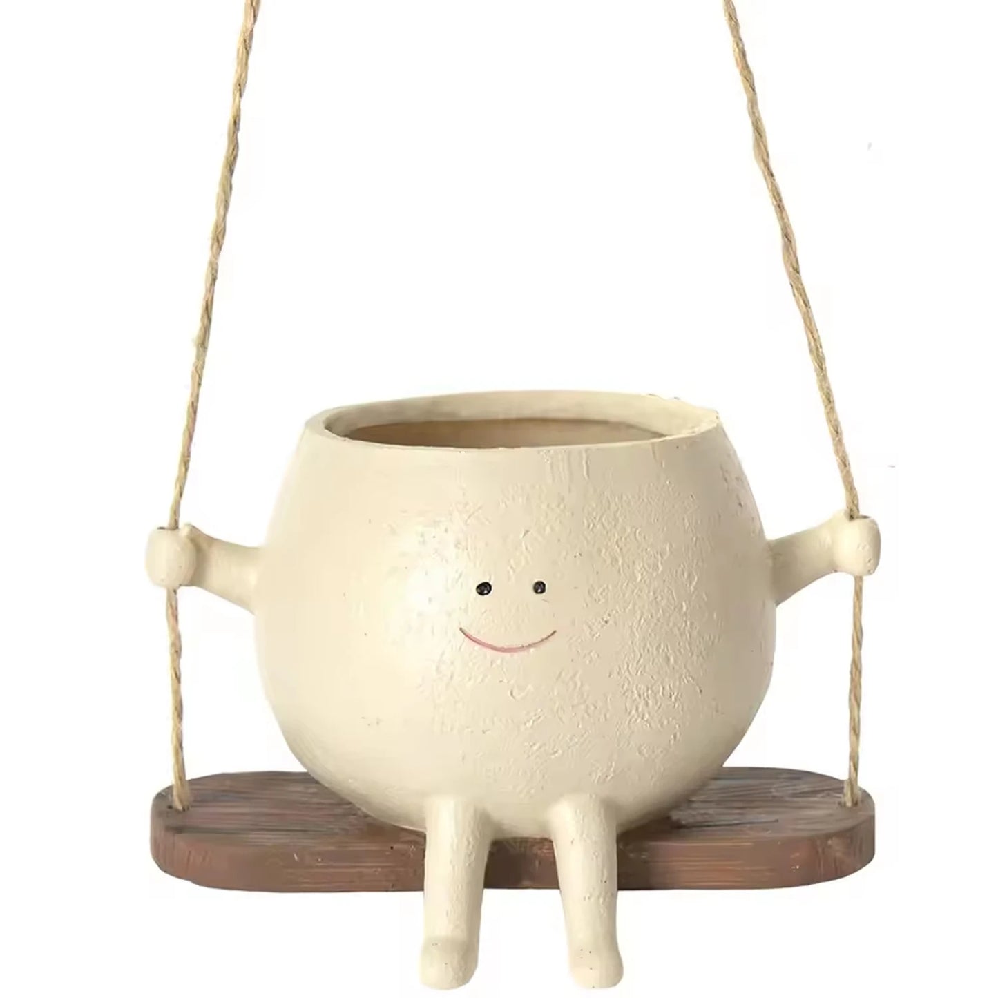 Hanging Swing Face Planter Resin Flower Head Pot for Indoor Outdoor Succulents Perfect for String of Pearls & Ideal Gift 