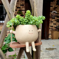 Hanging Swing Face Planter Resin Flower Head Pot for Indoor Outdoor Succulents Perfect for String of Pearls & Ideal Gift ﻿