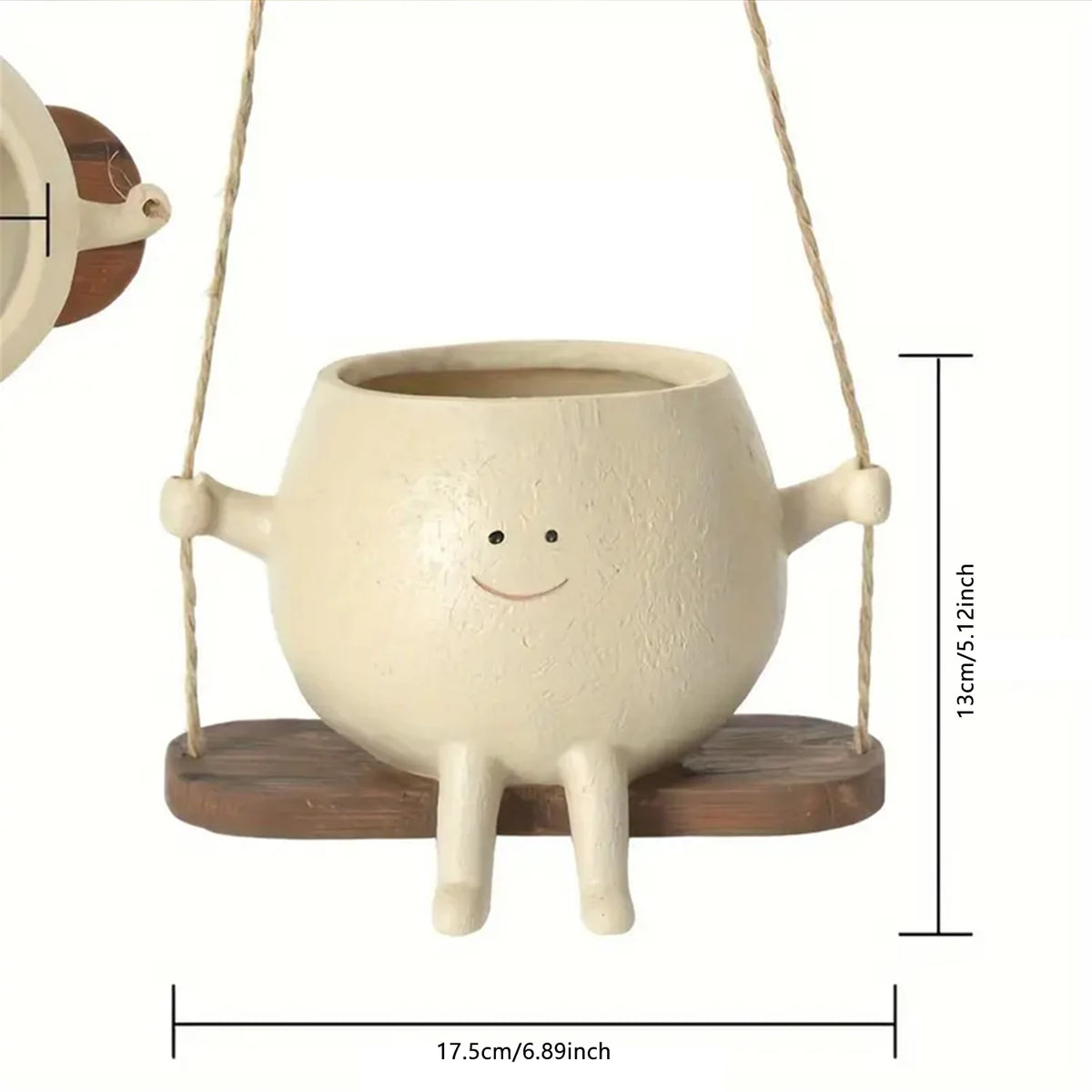 Hanging Swing Face Planter Resin Flower Head Pot for Indoor Outdoor Succulents Perfect for String of Pearls & Ideal Gift ﻿