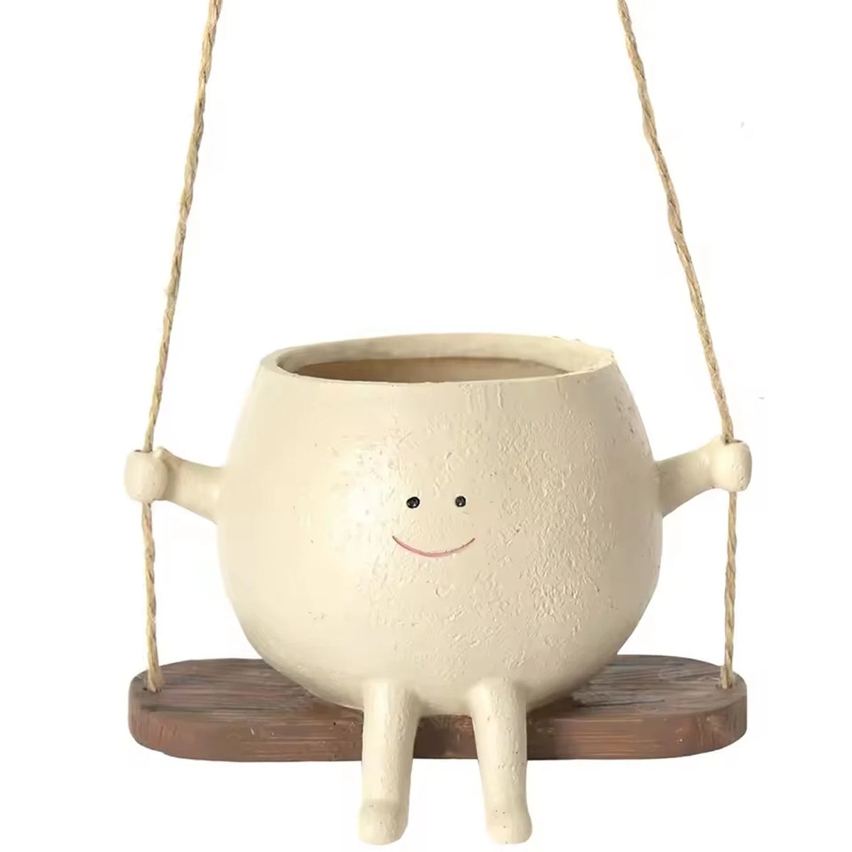 Hanging Swing Face Planter Resin Flower Head Pot for Indoor Outdoor Succulents Perfect for String of Pearls & Ideal Gift ﻿